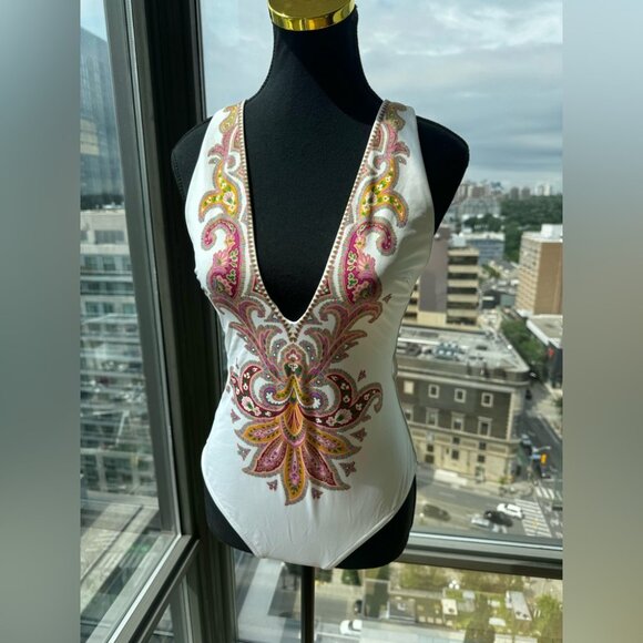 🆕 ZIMMERMANN 🧿 NWOT Teddy Paisley Plunge Bathing Suit, Sz 3 - MISSING BELT - Picture 7 of 16
